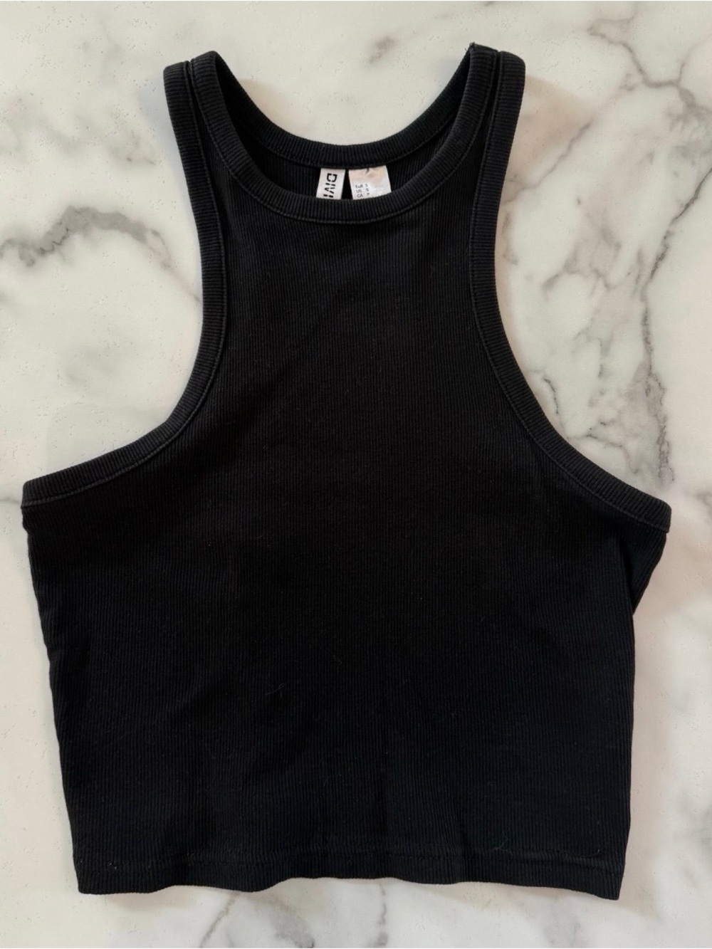 DIVIDED Black Ribbed Racerback Tank Top